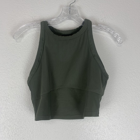 Lululemon Blissful Bend Top Womens 6 Green Racerback Cropped Stretch Sports Tank - Picture 1 of 8